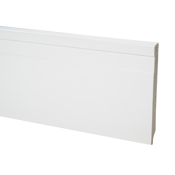 Barra 2 Metros - Rodapé Poliestireno Branco 10cm Altura com Friso