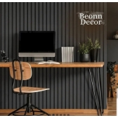 Painel Ripado De Poliestireno Cor Preto Fosco 285cm Alt x 12cm Largura