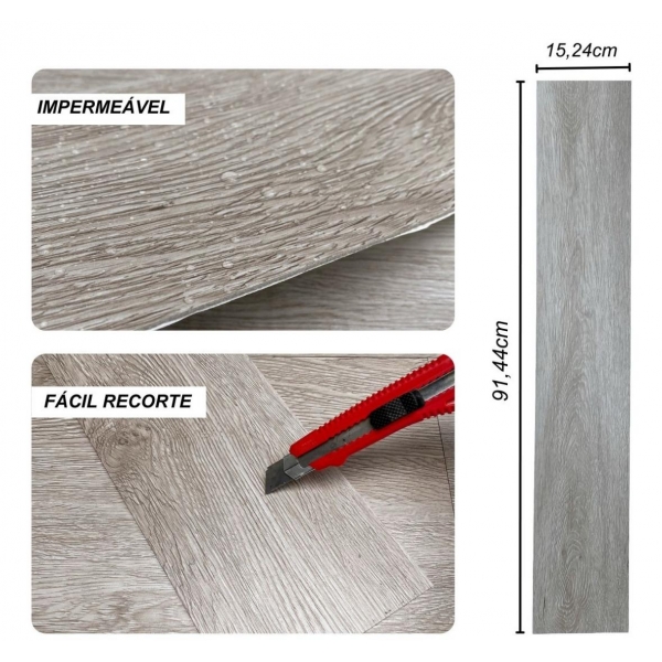 CAIXA C/ 5 M2 - PISO VINILICO AUTOCOLANTE COR MADEIRA DEMOLIÇÃO - ESPESSURA 1.5 MM