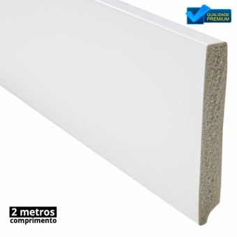 Barra 2 Metros - Rodapé Poliestireno Branco 7cm Altura Liso