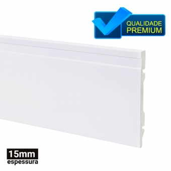 Barra 2 Metros - Rodapé Poliestireno Branco 15cm Altura com Friso