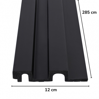 Ripado Poliestireno Cor Preto Fosco Barra 285cm Alt x 12cm Larg