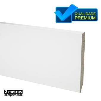 Barra 2 Metros - Rodapé Poliestireno Branco 10cm Altura Liso