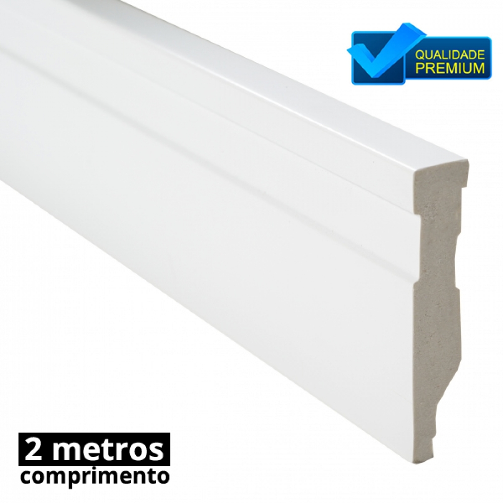 Barra 2 Metros - Rodapé Poliestireno Branco 7cm Altura Friso