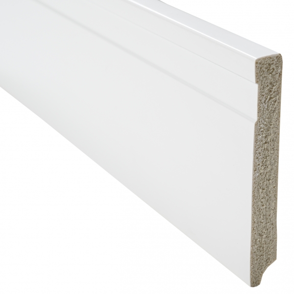 Barra 2 Metros - Rodapé Poliestireno Branco 10cm Altura com Friso